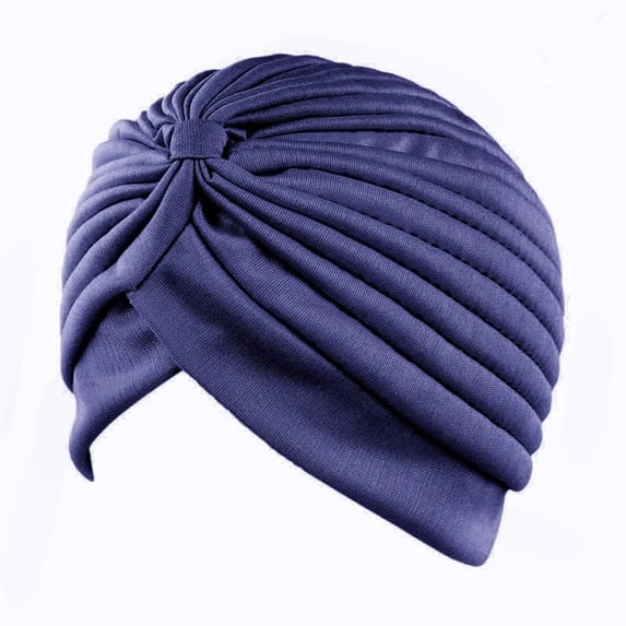 ZQUUVOU Stretch Turban Hats for Women Headwraps Pre Tied Bonnet Soft Chemo Head Scarf Hats Elastic Covers Wraps for Hair Navy