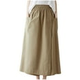 thumbnail image 1 of ZQUUVOU Summer Drawstring Waist Skirt for Women Solid Color Casual Comfortable A Line Midi Skirt with Pocket Khaki, 1 of 8
