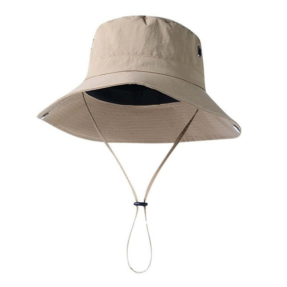 ZQUUVOU Sun Hat for Men Women Fishing Hat Unisex Adjustable Breathable Wide Brim Hiking Waterproof Windproof Outdoor Camping Sun Hat Beige