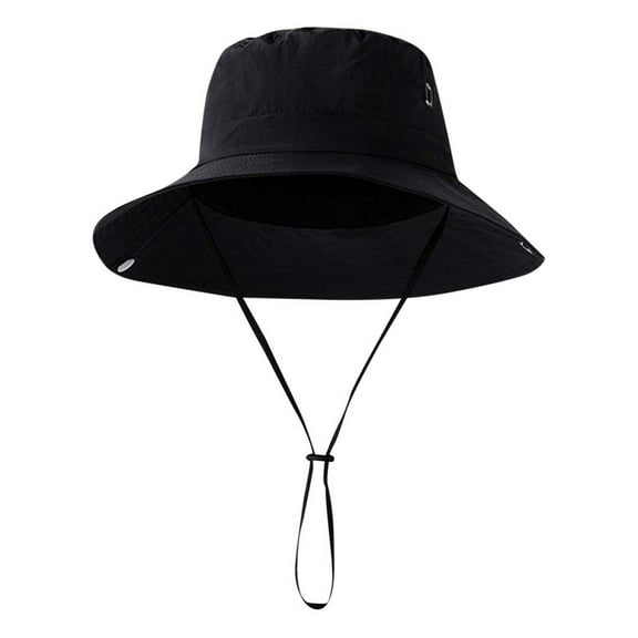 ZQUUVOU Sun Hat for Men Women Fishing Hat Unisex Adjustable Breathable Wide Brim Hiking Waterproof Windproof Outdoor Camping Sun Hat Black