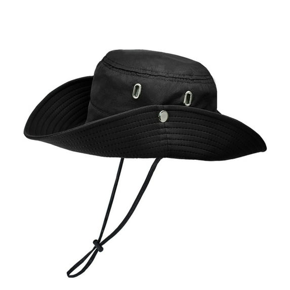 ZQUUVOU Sun Hat for Men Women Outdoor UV Protection Safari Hat for Fishing Hiking Gardening Breathable Cowboy Hat Black