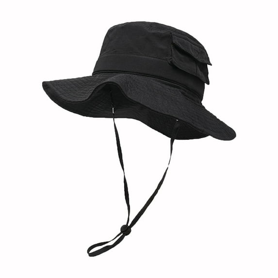 ZQUUVOU Sun Hat for Men Women Waterproof Quick Dry Bucket Hats Solid Color Packable Foldable Rain Sun Hat Lightweight Hiking Hat Black