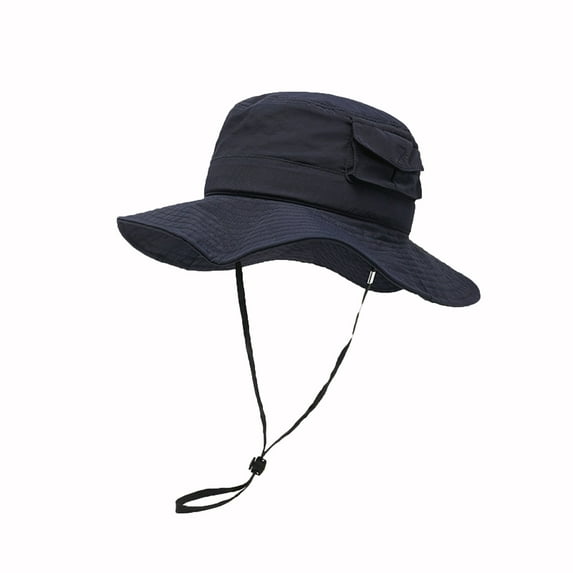 ZQUUVOU Sun Hat for Men Women Waterproof Quick Dry Bucket Hats Solid Color Packable Foldable Rain Sun Hat Lightweight Hiking Hat Navy