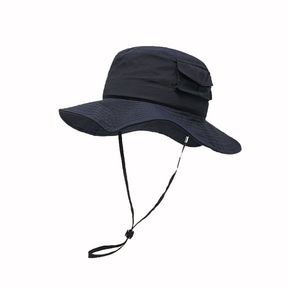 ZQUUVOU Sun Hat for Men Women Waterproof Quick Dry Bucket Hats Solid Color Packable Foldable Rain Sun Hat Lightweight Hiking Hat Navy