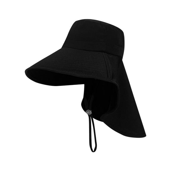 ZQUUVOU Sun Hat for Women Sun Protection Wide Brim Shawl with Neck Flap Hiking Visor Hat Outdoor Summer Beach Black