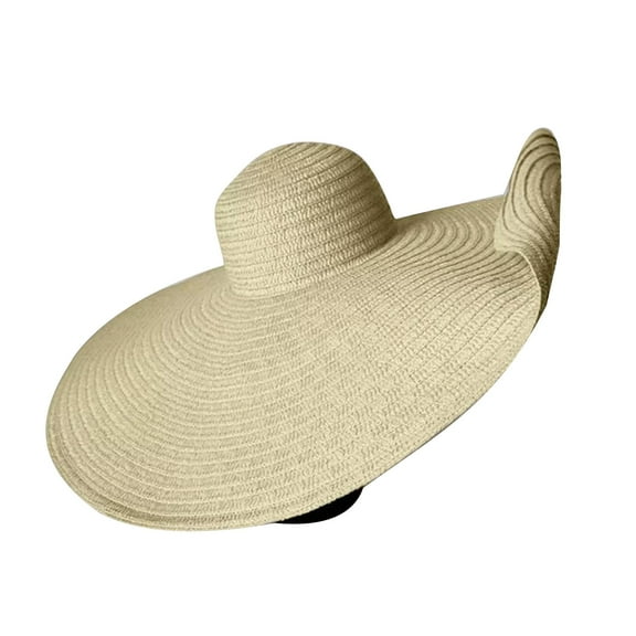 ZQUUVOU Sun Hat for Women's Oversized Brimmed Hat Foldable Vacation Beach Hat Large Sun Protection And Shading Hat Beige
