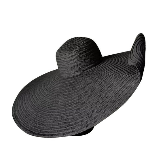 ZQUUVOU Sun Hat for Women's Oversized Brimmed Hat Foldable Vacation Beach Hat Large Sun Protection And Shading Hat Black