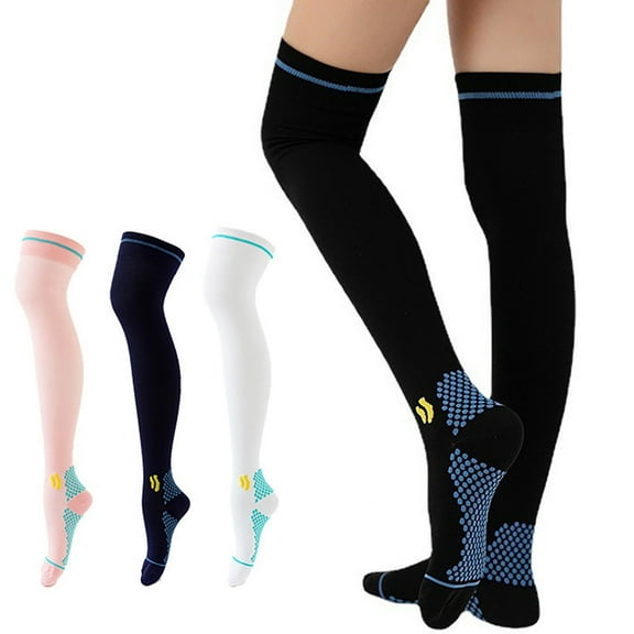ZQUUVOU Support Socks for Men Women Graduated Jump Rope Yoga Running Athletic Sports Over the Knee Running Skipping Rope Black