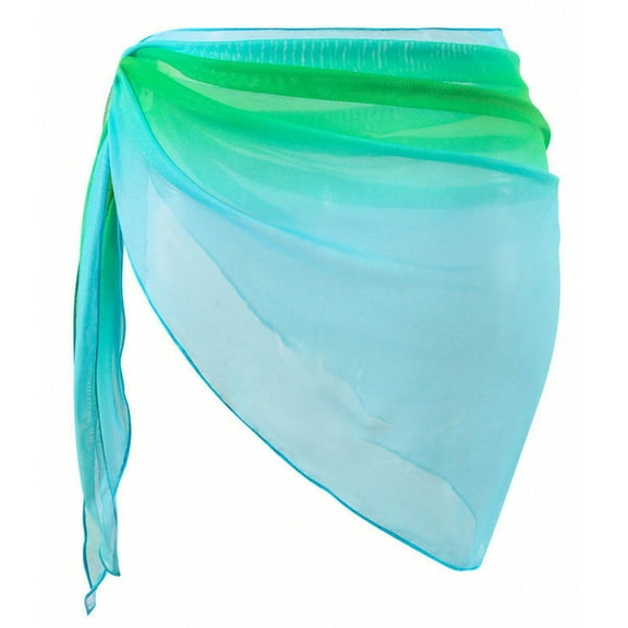 ZQUUVOU Swimsuit Coverups For Women Sarong Beach Bikini Wrap Sheer Short Skirt Chiffon Scarf For Swimwear (B-Green,M)