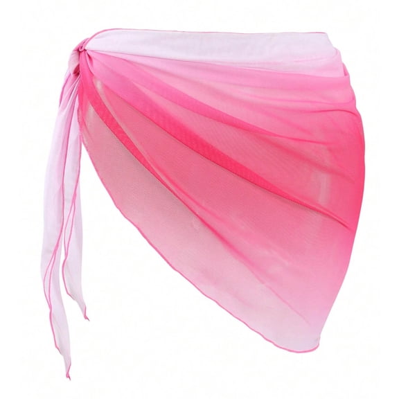 ZQUUVOU Swimsuit Coverups For Women Sarong Beach Bikini Wrap Sheer Short Skirt Chiffon Scarf For Swimwear (B-Hot Pink,M)