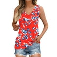 thumbnail image 1 of ZQUUVOU Tank Top For Women Boho Printed V-Neck Tops (A-Red,L), 1 of 5