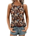thumbnail image 1 of ZQUUVOU Tank Top For Women Casual Printed Round Neck Tops (Brown,L), 1 of 5
