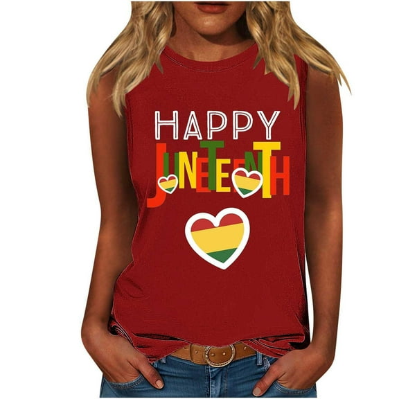 ZQUUVOU Tank Top For Women Casual Sleeveless Round Neck Tops (Red,3XL)