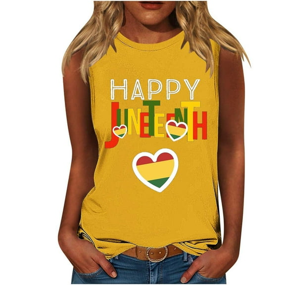 ZQUUVOU Tank Top For Women Casual Sleeveless Round Neck Tops (Yellow,S)