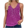 thumbnail image 1 of ZQUUVOU Tank Top For Women Floral Printed T-Shirt V Neck Tops (Purple,S), 1 of 4