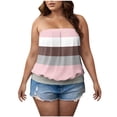 thumbnail image 1 of ZQUUVOU Tank Top For Women Off The Shoulder Stripe Printed Sports Tank (Pink,3XL), 1 of 6