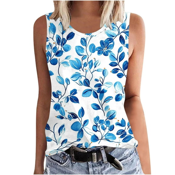 ZQUUVOU Tank Top For Women Printed Crew Neck Tunic Tee (Multicolor,5XL)