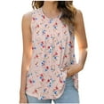 thumbnail image 1 of ZQUUVOU Tank Top For Women Printed Round Neck Front Pleated Tops (Pink,S), 1 of 5