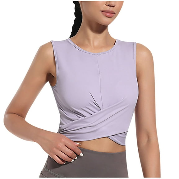 ZQUUVOU Tank Top For Women Sleeveless Round-Neck Comfy Solid Color Casual Tops (Purple,S)
