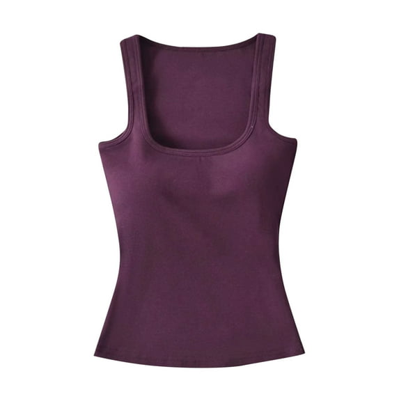 ZQUUVOU Tank Top For Women Sleeveless Round-Neck Comfy Solid Color Casual Tops (Purple,S)