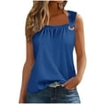 thumbnail image 1 of ZQUUVOU Tank Top For Women Solid Color Camisole Loose Tops (Navy,S), 1 of 5