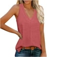thumbnail image 1 of ZQUUVOU Tank Top For Women Solid Color V-Neck Solid Color Side Slit Tops (Pink,S), 1 of 6
