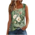 thumbnail image 1 of ZQUUVOU Tank Top For Women Square Neck Lace Sleeveless Printied Tops (Olive Green,L), 1 of 5