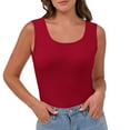 thumbnail image 1 of ZQUUVOU Tank Top For Women Square Neck Summer Solid Color Slim Tops (Red,L), 1 of 7