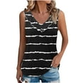 thumbnail image 1 of ZQUUVOU Tank Top For Women Stripe Color Solid Color Crew Neck Ruffle Summer Tops (Black,L), 1 of 6