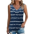 thumbnail image 1 of ZQUUVOU Tank Top For Women Stripe Color Solid Color Crew Neck Ruffle Summer Tops (Navy,XL), 1 of 6