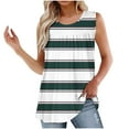 thumbnail image 1 of ZQUUVOU Tank Top For Women Stripe Front Pleated Printed Round Neck Summer Tops (Olive Green,L), 1 of 5