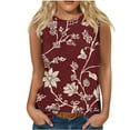 thumbnail image 1 of ZQUUVOU Tank Top For Women Summer Casual Printed Crew Neck Tops (Burgundy,2XL), 1 of 4