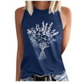 thumbnail image 1 of ZQUUVOU Tank Top For Women Summer Printed Floral Round Neck Tops (Navy,XL), 1 of 4