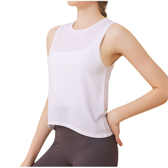 ZQUUVOU Tank Top For Women Summer Round Neck Sleeveless Solid Color Camisoles Tops (White,XL)