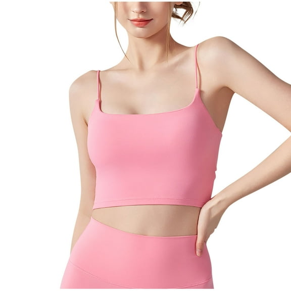 ZQUUVOU Tank Top For Women Summer Spaghetti Crew Neck Solid Camisoles Tank Tops (Pink,M)