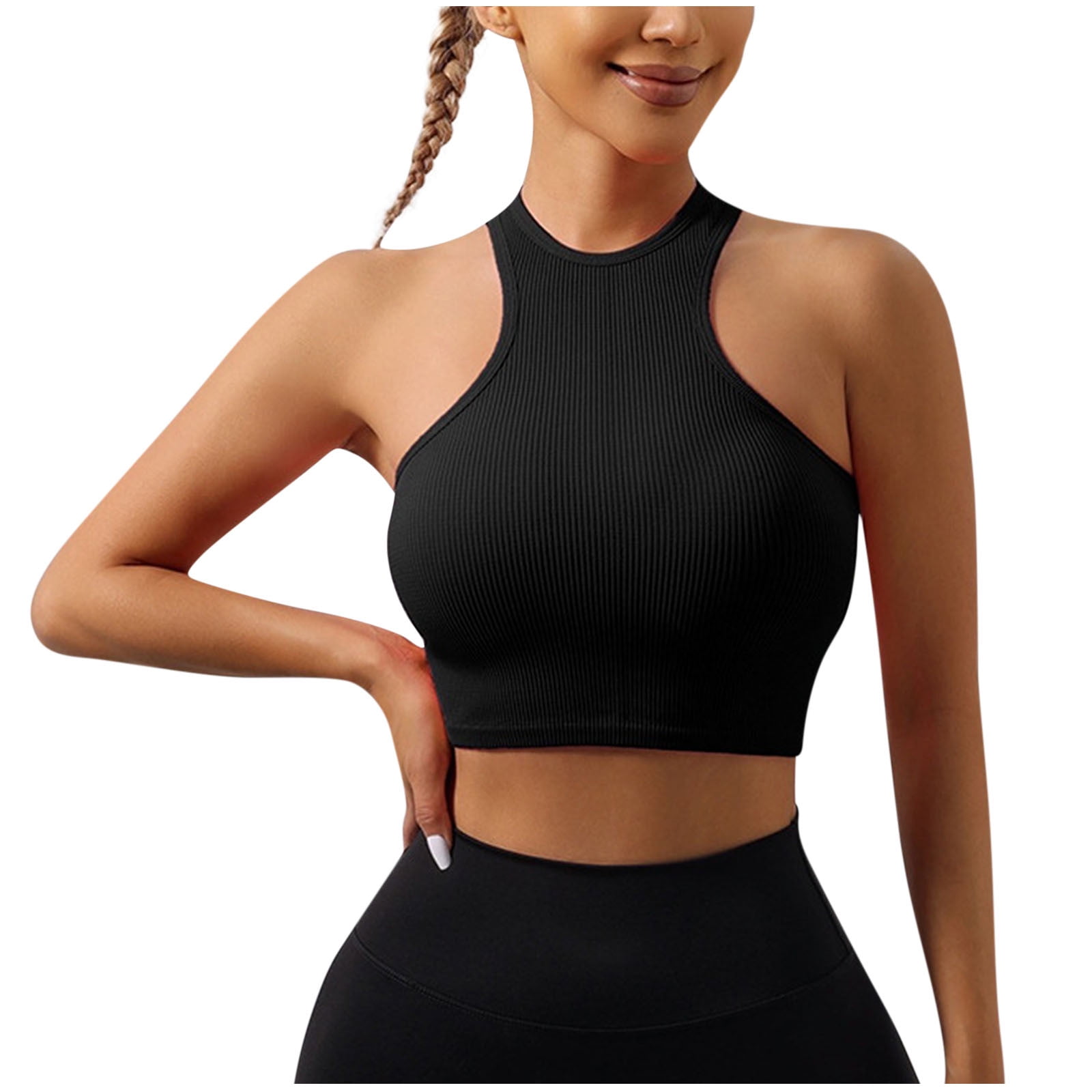 トップス JentLouis Neck Piercing Tank Top Black M ZQUUVOU Tank Top For Women Turtleneck Halter Sleeveless Solid
