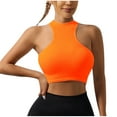 thumbnail image 1 of ZQUUVOU Tank Top For Women Turtleneck Halter Sleeveless Solid Color Crop Tops (Orange,L), 1 of 3