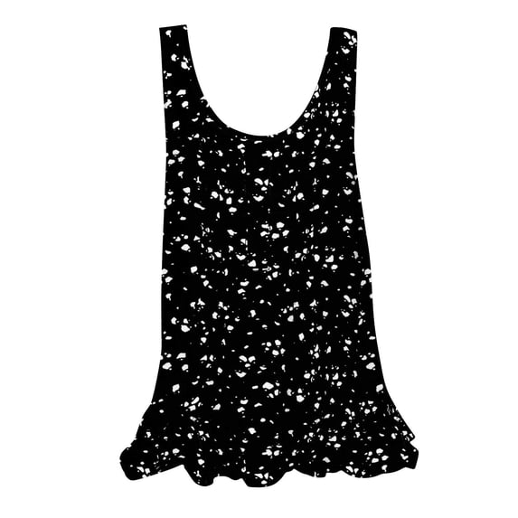 ZQUUVOU Tank Top For Women Women's Summer Casual Fashion Printing Loose Round Neck Sleeveless (Black,S)