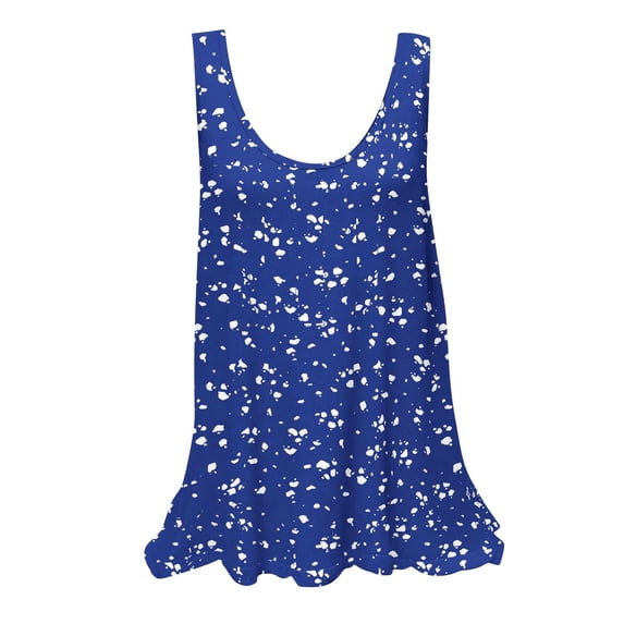 ZQUUVOU Tank Top For Women Women's Summer Casual Fashion Printing Loose Round Neck Sleeveless (Blue,XL)