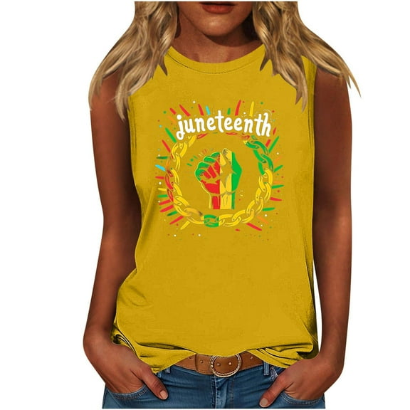 ZQUUVOU Tank Top For Women's Casual Sleeveless Round Neck Summer Tank (Yellow,5XL)