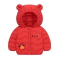 thumbnail image 1 of ZQUUVOU Toddler Boys Girls Winter Coats Cartoon Printed Zipper Lightweight Puffer Down Jacket Bear Hoods Padded Outwear Red, 1 of 6