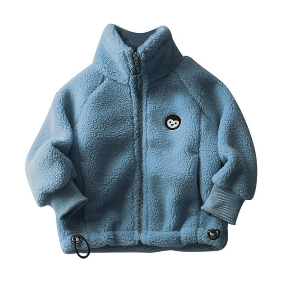 ZQUUVOU Toddler Boys Girls Winter Hooded Fleece Sherpa Lined Jacket Kid's Zip Up Sweatshirt Warm Outerwear Coat Dark Blue
