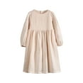 thumbnail image 1 of ZQUUVOU Toddler Girls Cotton Linen Dress Kid's Long Sleeve Solid Color Casual Dresses Fall Winter Outfits Girls Clothes for 1-7 Years Beige, 1 of 9