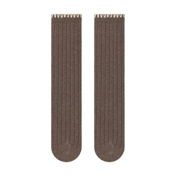 ZQUUVOU Toddler Girls Knee High Socks Solid Color Ribbed Socks School Uniform Long Socks for Children Teen Girls Brown