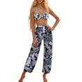 thumbnail image 1 of ZQUUVOU Two Piece Sets For Wome Printing Top Long Straight Pants Vacation Outfits Beach (B-Black,S), 1 of 7