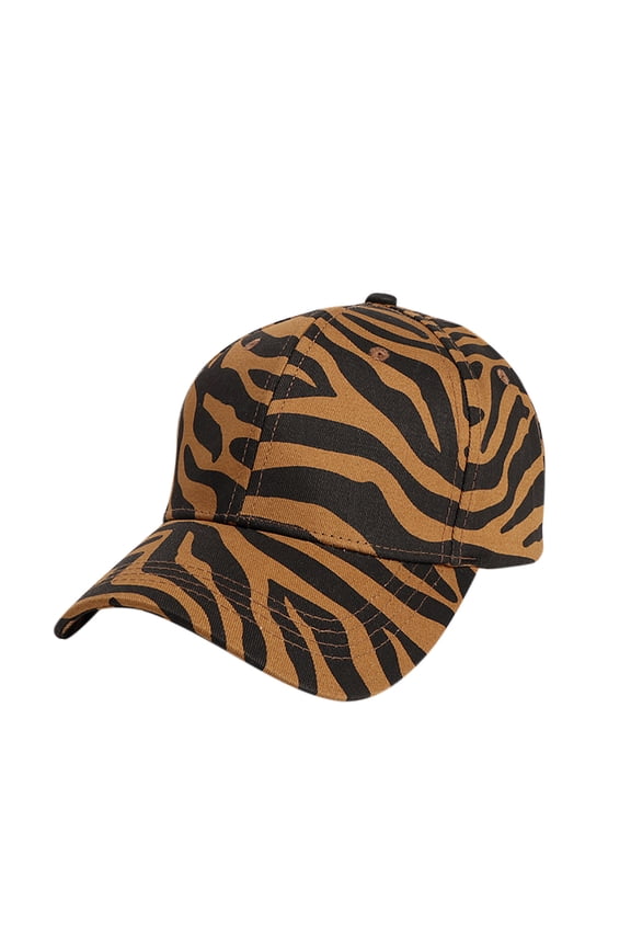 Unisex Baseball Cap Soft Top Vintage Washed Zebra Print Adjustable Strap Fashion Casual Dad Hat Vintage Sun Hat Coffee
