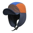 thumbnail image 1 of ZQUUVOU Unisex Color Block Plush Trapper Buckle Ear Flap Hat Windproof Riding Cap Outdoor Winter Headwear Blue, 1 of 4