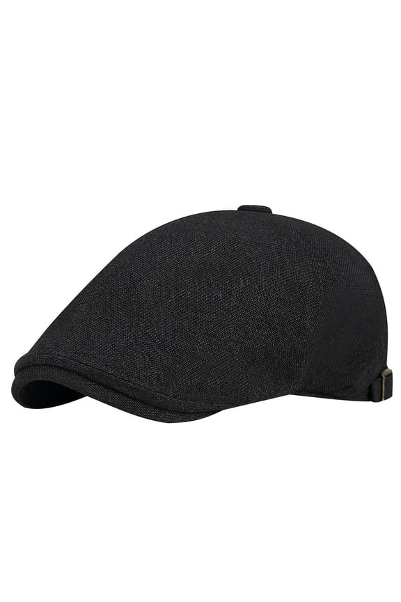 Unisex Cotton Flat Cap Beret Vintage Pattern Adjustable Lightweight Ivy Catsby Cabbie Driving Hat Black B