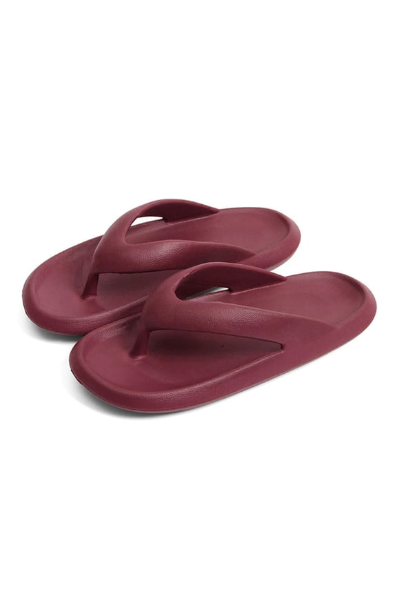 Unisex Couple Flip Flops Non Slip EVA Indoor Outdoor Bath Beach Summer Casual Thongs Soft Slide Slip-on Shoes Burgundy