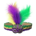 thumbnail image 1 of ZQUUVOU Unisex Glitter Feather Headpiece Gold Purple Green Sequined Hairband Mardi Gras Carnival Party Makeup Green, 1 of 3